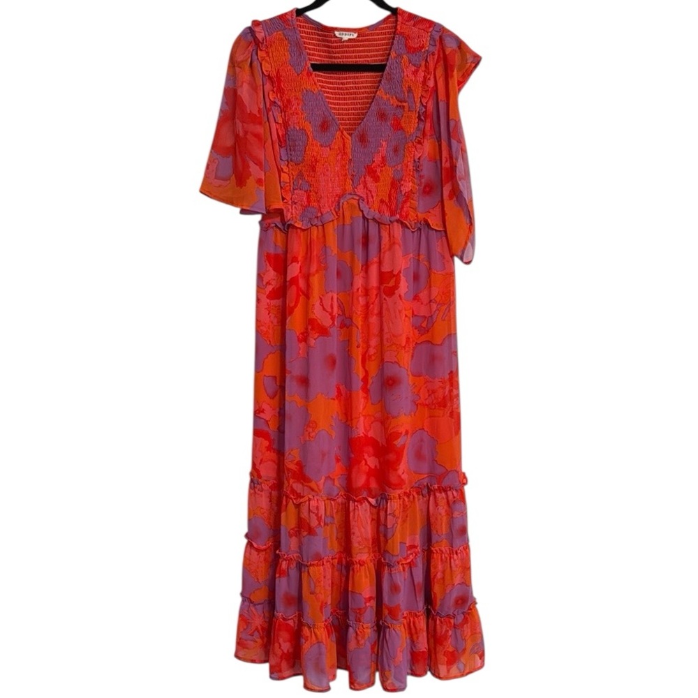 ☀️ Jodifl Orange and Purple Abstract Purple Flowy Dress (Possible Factory Issue)